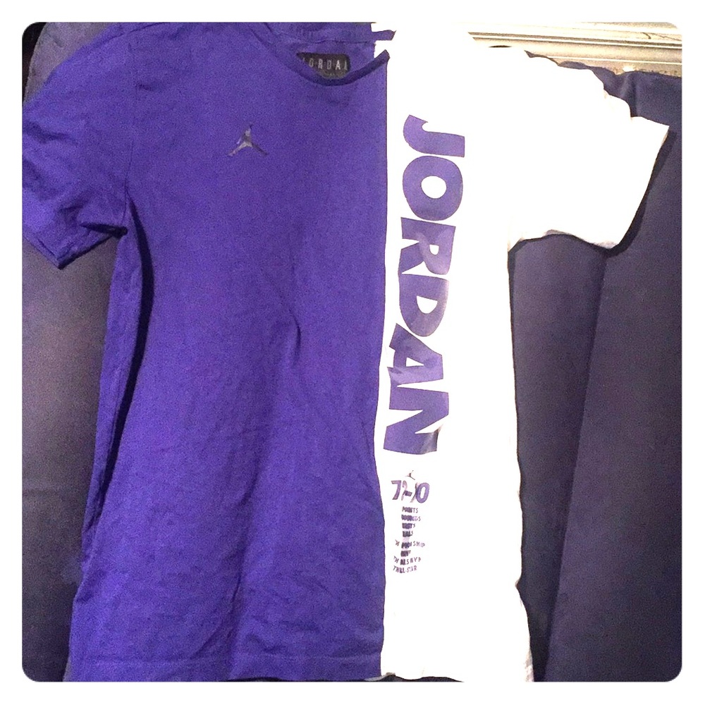 Purple and White Air Jordan shirt
